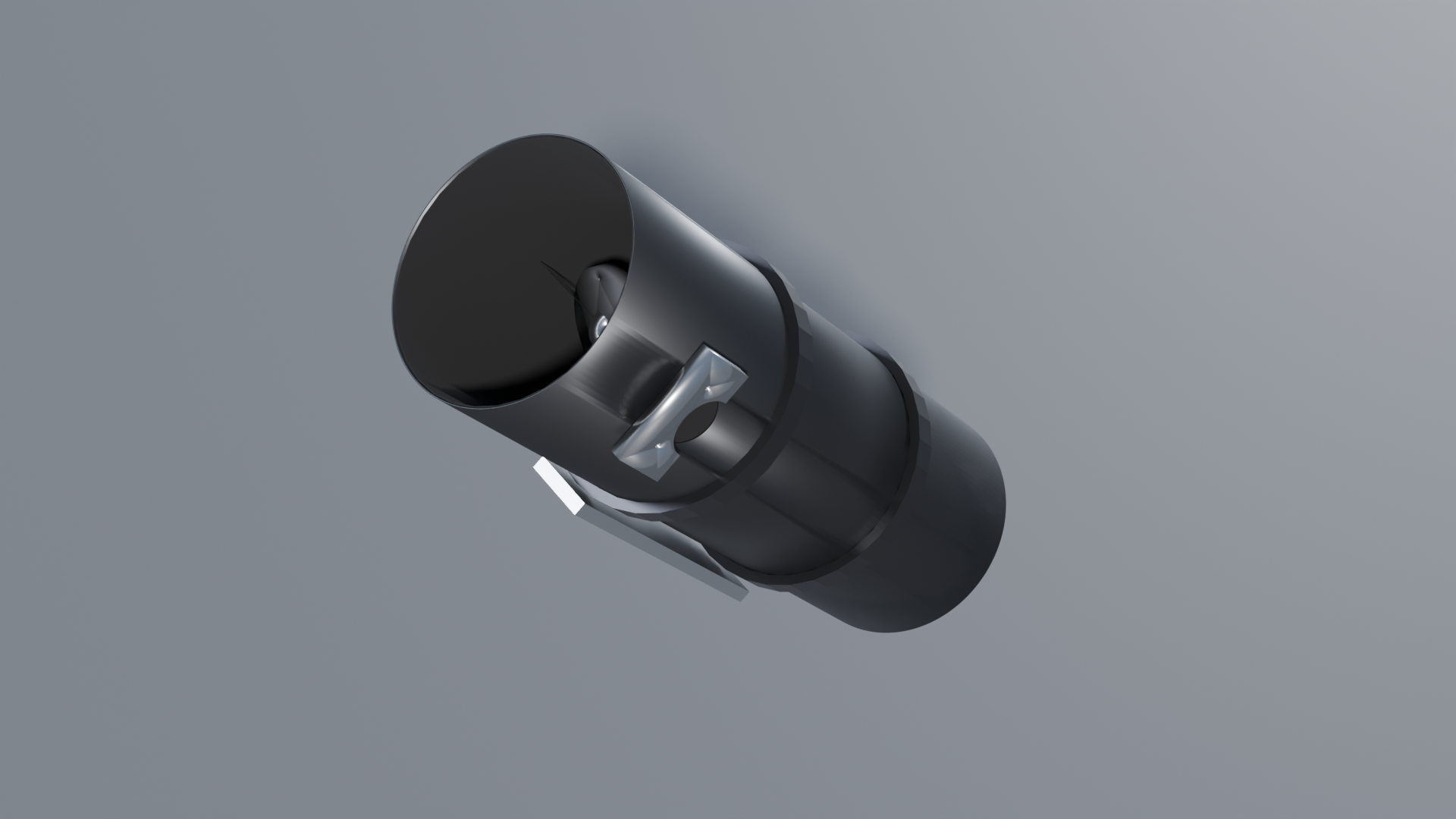 View toward the telescope aperture showing the flocked bore and four-vane spider